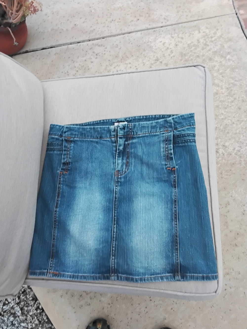 Blue Washed Denim Mini Skirt